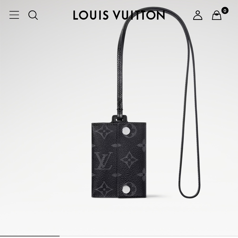Louis Vuitton Black Monogram Card Holder Necklace